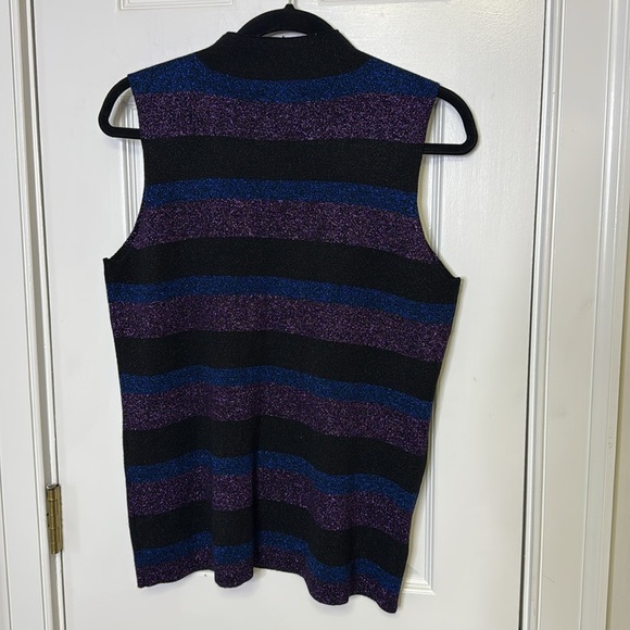 Black and Purple Sleeveless Tank Top with Stripes - Picture 7 of 7